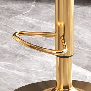 Tabouret de bar de luxe moderne pour cuisine, chaise haute avec structure en métal doré, revêtement en velours et cuir, réglable, mobilier de table en plastique - Product Image 5