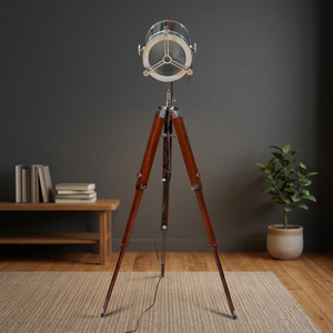 Christmas Vintage Spotlight <b>Lamp</b> <b>Nautical</b> Tripod Theater Home Floor <b>Lamp</b> Studio - Product Image 3