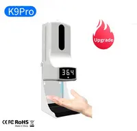 새로운 도착 K9 Pro 비접촉식 호텔 욕실 더블 비누 디스펜서 자동 온도계 및 소독제 스프레이 디스펜서