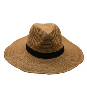 <span class=keywords><strong>Chapeau</strong></span> Fedora <span class=keywords><strong>en</strong></span> <span class=keywords><strong>raphia</strong></span> large - Bande noire élégante Protection UV Vacances d'été Plage <span class=keywords><strong>Chapeau</strong></span> de paille pour femmes - Product Image 2