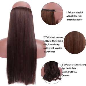 Extensiones de Cabello con cable Invisible para mujer, extensiones de cabello sin Clip, línea de pescado secreto rizado ombré, piezas de cabello sintético largo - Product Image 2