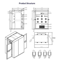 Douche d'air à double soufflerie en acier inoxydable pour une ou deux personnes, pour salle blanche, atelier sans poussière, purification pour l'industrie alimentaire, pharmaceutique et laboratoire