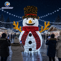Hommes-Neiges Géants 3D LED en Métal pour Noël, Éclairage Extérieur Étanche IP65