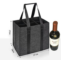 Sac de transport pliable en feutre pour 6 bouteilles de vin, avec double poignée, multiples compartiments, anti-choc et séparateurs intérieurs, idéal pour les voyages (vente en gros)
