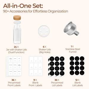 Bocaux à épices carrés en verre transparent de 120 ml (4 oz) vides, contenants à herbes, bouteilles à assaisonnements avec couvercles en bambou et étiquette supérieure - Product Image 2