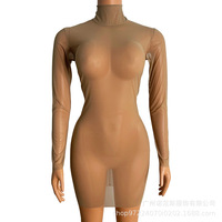 Robe moulante sexy en maille transparente, grande taille, tenue de drag queen, tenue de strip-teaseuse, vêtements de danse exotiques, robe de soirée pour femmes, mini-robe de boîte de nuit