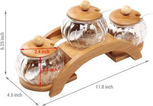 Durable Customized Bamboo Kitchen <b>Spice</b> Rack Organizer and Glass <b>Spice</b> <b>Jars</b> Condiment Pot - Product Image 2