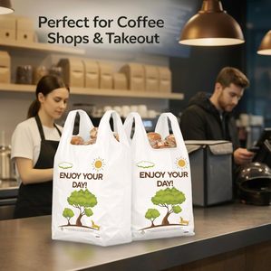 Sac de courses blanc « Merci » pour t-shirts, réutilisable et jetable, pour supermarché - Product Image 4