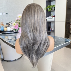 วิกผมหน้าผากแบบ HD 13x4  ทรงตรงแบบมีเลเยอร์  ใยทนความร้อนสูง  ไม่ต้องใช้กาว  โปร่งใสเป็นธรรมชาติ - Product Image 5