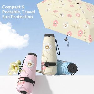 Parapluie pliant manuel portable à motif floral cinq plis pour femme, protection solaire UV, double usage, cadeaux d'affaires - Product Image 2