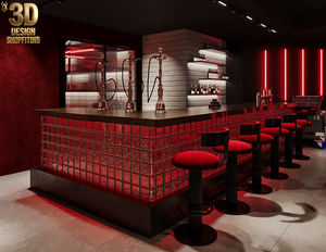 Conception personnalisée d'intérieur de boîte de nuit au design moderne et contrasté rouge-noir, avec sélection de matériaux et conception 3D - Product Image 1