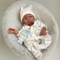 Poupée Bébé Reborn en Silicone de 45 cm (18 pouces) Fille Noire Réaliste Africaine Américaine Nouveau-né Faite à la Main Corps Souple Lesté Cadeau
