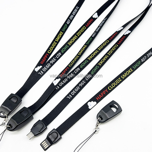 Wholesale Custom 3-in-1 Fast Charging Nylon Lanyard MultiPort Function USB-C Cable with High Quality PVC Lanyards