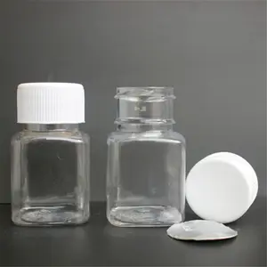 Botol Pil Plastik, Wadah Obat Portabel 30/60/80Ml Kosong Transparan