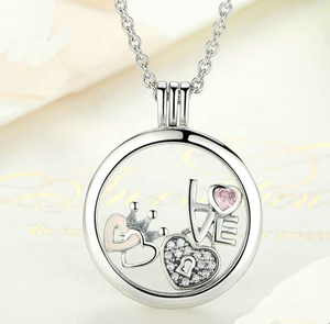 Gioielli alla moda su misura <span class=keywords><strong>Charm</strong></span> galleggiante in vetro forma rotonda collana medaglione 925 in argento Sterling ciondolo da donna regalo - Product Image 3