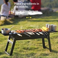 Barbecue portable pliable au charbon de bois en fer avec grille en acier inoxydable sans fumée pour le camping et les pique-niques en intérieur/extérieur