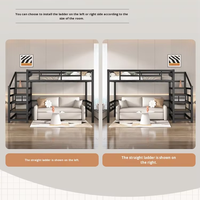 Lit mezzanine moderne king-size pour adultes, en métal, idéal pour dortoir scolaire