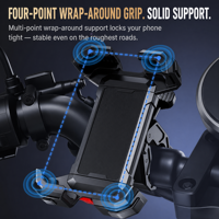 Support de téléphone pour moto, vélo, scooter, en ABS et PC, antichoc, fixation sur guidon, rotation à 360°, pour téléphones de 4,7 à 6,8 pouces