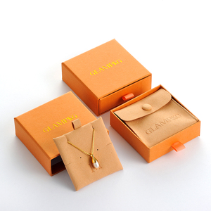 Custom Gold Logo Luxury <b>Orange</b> Jewelry Box with White Foam Insert Sliding Drawer for Earrings Necklace OEM ODM Wholesale - Product Image 3