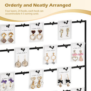 PENOBON Présentoir à bijoux en fer à 4 niveaux avec 24 crochets Design moderne et élégant 27x7.5x36cm Stockage de boucles d'oreilles et de colliers - Product Image 4