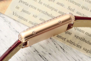 Montre mécanique automatique élégante et tendance, cadran blanc argenté gravé, lunette sertie de diamants, boîtier carré - Product Image 6