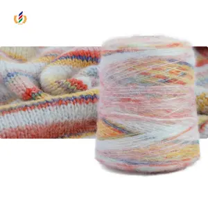 Silver Silk Segment Dyed Yarn 30% Metallic 17% Polyester 33% Acrylic 10% Nylon 10% WooL Blended Yarn For Weaving