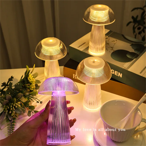 Modern Warm White Rgb Color <strong>Changing</strong> Switch Water Lamp Crystal Mushroom Jellyfish Light Battery Powered With PC Body for Room - Product Image 5