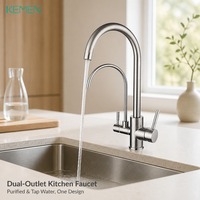 Robinet de cuisine professionnel OEM style hôtelier à double poignée, monotrou, avec filtre purificateur d'eau anti-plomb
