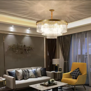 โคมไฟระย้าหรูหราสำหรับห้องนอนโรงแรมห้องนั่งเล่นโคมระย้าคริสตัล K9 LED สีทองหรูหรา - Product Image 5