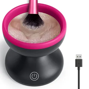 Ensemble de pinceaux de maquillage électriques, outils de nettoyage de pinceaux cosmétiques USB automatiques et portables pour toutes tailles