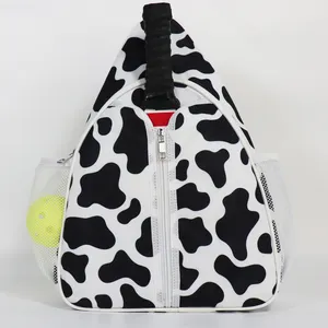 Factory 2023 Fully Padded Pickle Ball Rackets Sling Bag Milk Cow Pattern Cross Body Sporty Bag