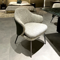 Chaise de salle à manger en coton et lin, design nordique, luxe léger, pour maison, bureau, petit appartement, usage commercial, avec structure métallique
