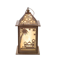 Lanterne LED en bois pour le Ramadan, Lumière suspendue ajourée Mosquée et Lune pour l'Aïd Moubarak, Décoration musulmane pour la maison