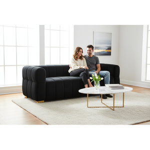 Velvet Convertible Sofa Set with Tufted Low Back Design Modern 3 Seater for Living Rooms 89 Inch Wide Easy Assembly - Product Image 3