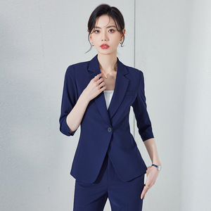 Women's Three Quarter Sleeve <b>Blazer</b> Summer Lightweight Breathable Professional Suit <b>Set</b> Work Uniform - Product Image 4