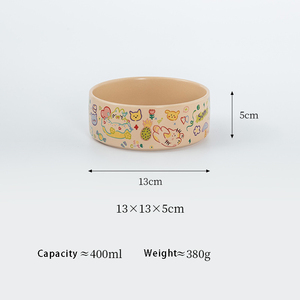 Bol en céramique pour animaux de compagnie avec design anti-chute et anti-salissure, motif graffiti mignon - Product Image 4