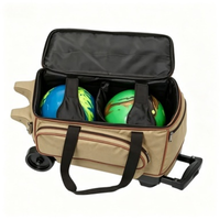 Sac de sport à roulettes en nylon grande capacité 50-70L avec poignée rétractable confortable et compartiment séparé pour chaussures, idéal pour le transport de balles de bowling