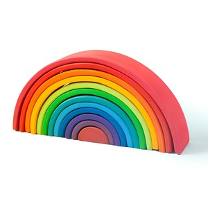 Juguete apilable de arcoíris de madera, Muñecos de madera apilables, Juego de arco apilable, Puente de arco Montessori, Bloques de construcción de arcoíris, Apilamiento colorido - Product Image 1