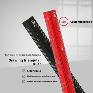 Fabrieksgecustomizeerde 6 inch <span class=keywords><strong>3</strong></span>-zijdige roestvrijstalen architectonische driehoekige aluminium liniaal met metrische schaal - Product Image 3