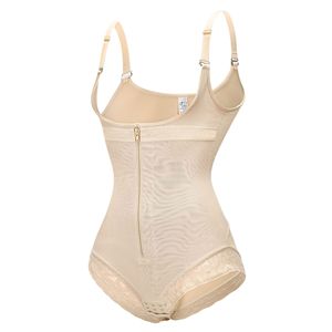 Women's Colombian Style Tummy Control Breathable Shapewear Bodysuit with Zipper Design S-3XL Sizes