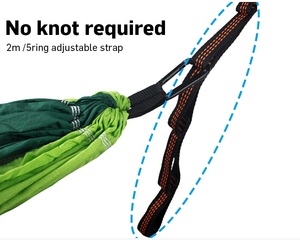 Hamac de camping pliable portable en nylon 210T, simple ou double, pour la randonnée, les voyages, le camping en plein air, avec fonction lit suspendu ou lit parachute - Product Image 5