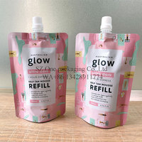 Petit sachet en plastique avec logo imprimé anti-fuite savon liquide après-shampoing pour lessive papier d'aluminium avec capuchon à bec verseur pochette debout