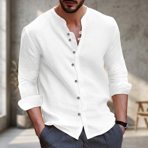 Hawaii New Fashionable Men's Vintage Stand Button <b>Shirts</b> Spandex/Polyester Breathable Quick Dry V-neck Casual Short Sleeve for - Product Image 2