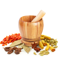 Mortier à ail en bois de bambou créatif Outils de cuisine manuels pour broyer les herbes et les épices Médecine Ail et Pot à ail