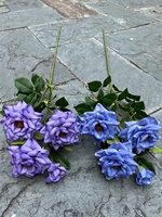 Nouvelles roses artificielles 3D bleues multi-têtes en tissu doux pour mariages, Noël, hôtels - Sensation réaliste
