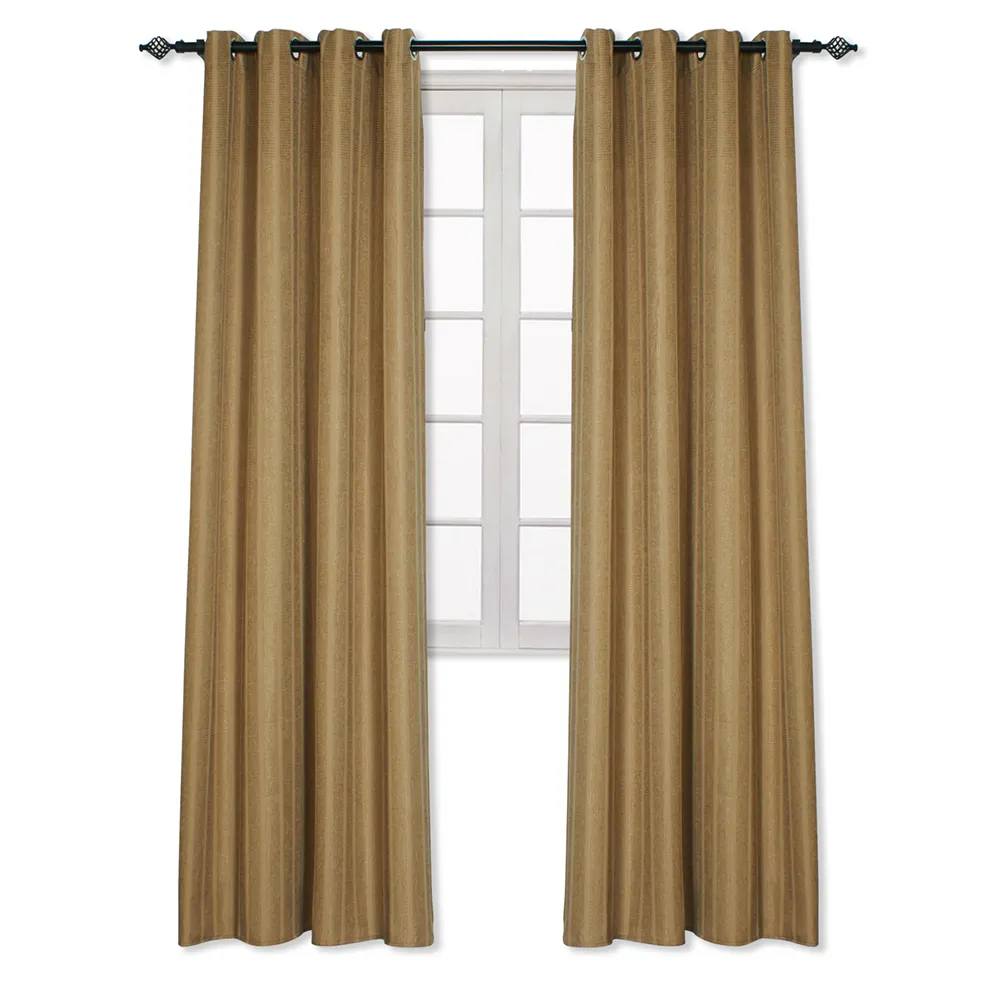 Ready Made Yarn Dye Brown Stripe Grommet Gardinen Fabric Window Curtains For The Living Room Luxurious