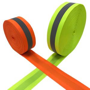 फैक्टरी कस्टम लेपित चिंतनशील वेबबिंग 5 सेमी नारंगी हरा रंग गर्मी हस्तांतरण टेप सिलाई सुरक्षा बनियान ब्रांड - Product Image 2