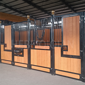 Box per Cavalli <span class=keywords><strong>in</strong></span> <span class=keywords><strong>Legno</strong></span> e Bambù con Telaio <span class=keywords><strong>in</strong></span> Acciaio per Centri Equestri e Ranch - Stile Europeo - Product Image 6