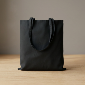 Sac fourre-tout en toile de coton noir personnalisé avec poignées longues pour le shopping quotidien, impression de logo sur mesure - Product Image 1