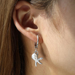 1243 ग्रीष्मकालीन महासागर सोने की प्लेटेड स्टेनलेस स्टील स्टारफिश और मोती बॉल आकर्षण हूगी टार्फ़िश ने नौटिकल गहने भरा - Product Image 4